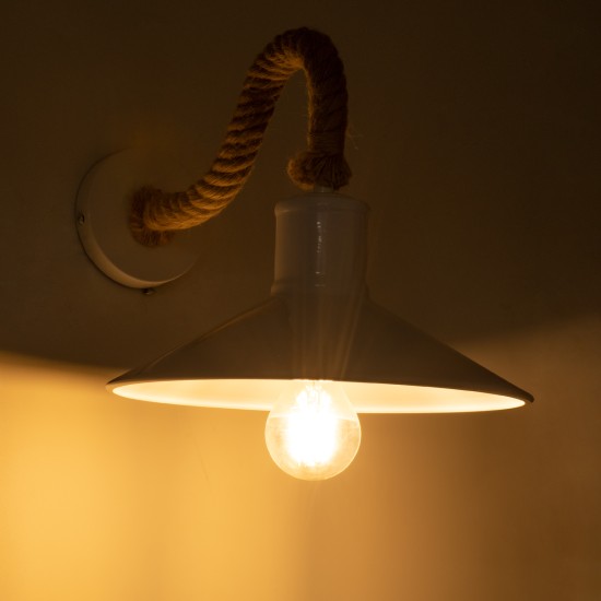 GLOBOSTAR® VINSA 01130 Boho Φωτιστικό Τοίχου - Απλίκα με Ντουί 1 x E27 AC 220-240V IP20 - Λευκό & Μπεζ - Μ37.5 x Π26.7 x Υ25cm GLOBOSTAR® VINSA 01130 Boho Φωτιστικό Τοίχου - Απλίκα με Ντουί 1 x E27 AC 220-240V IP20 - Λευκό & Μπεζ - Μ37.5 x Π26.7 x Υ25cm