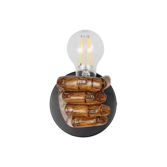 GLOBOSTAR® FIST 01138 Μοντέρνο Φωτιστικό Τοίχου - Απλίκα με Ντουί 1 x E27 AC 220-240V IP20 - Καφέ - Μ15 x Π12 x Υ12cm