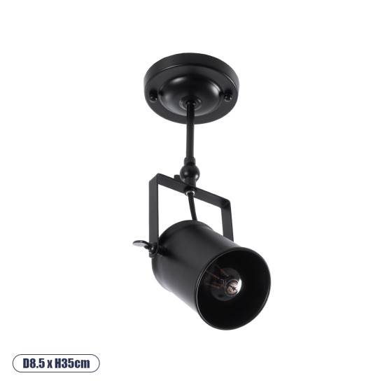 GLOBOSTAR® HOLLYWOOD 01153 Vintage Φωτιστικό Οροφής με Ντουί 1 x E27 AC 220-240V IP20 - Μαύρο - Μ8.5 x Π8.5 x Υ35cm