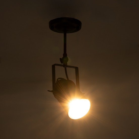 GLOBOSTAR® HOLLYWOOD 01153 Vintage Φωτιστικό Οροφής με Ντουί 1 x E27 AC 220-240V IP20 - Μαύρο - Μ8.5 x Π8.5 x Υ35cm