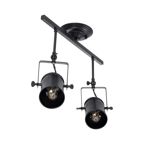 GLOBOSTAR® HOLLYWOOD 01154 Vintage Φωτιστικό Οροφής με Ντουί 2 x E27 AC 220-240V IP20 - Μαύρο - Μ45 x Π15 x Υ40cm