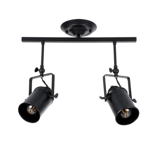 GLOBOSTAR® HOLLYWOOD 01154 Vintage Φωτιστικό Οροφής με Ντουί 2 x E27 AC 220-240V IP20 - Μαύρο - Μ45 x Π15 x Υ40cm
