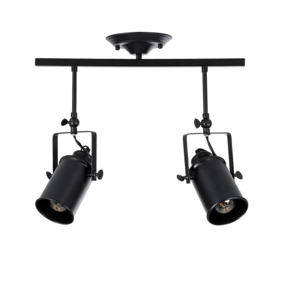 GLOBOSTAR® HOLLYWOOD 01154 Vintage Φωτιστικό Οροφής με Ντουί 2 x E27 AC 220-240V IP20 - Μαύρο - Μ45 x Π15 x Υ40cm