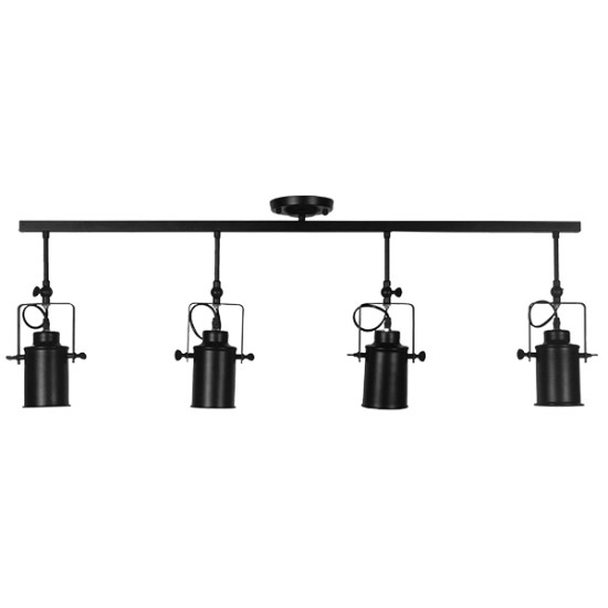 GLOBOSTAR® HOLLYWOOD 01156 Vintage Φωτιστικό Οροφής με Ντουί 4 x E27 AC 220-240V IP20 - Μαύρο - Μ110 x Π13 x Υ38cm
