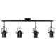 GLOBOSTAR® HOLLYWOOD 01156 Vintage Φωτιστικό Οροφής με Ντουί 4 x E27 AC 220-240V IP20 - Μαύρο - Μ110 x Π13 x Υ38cm
