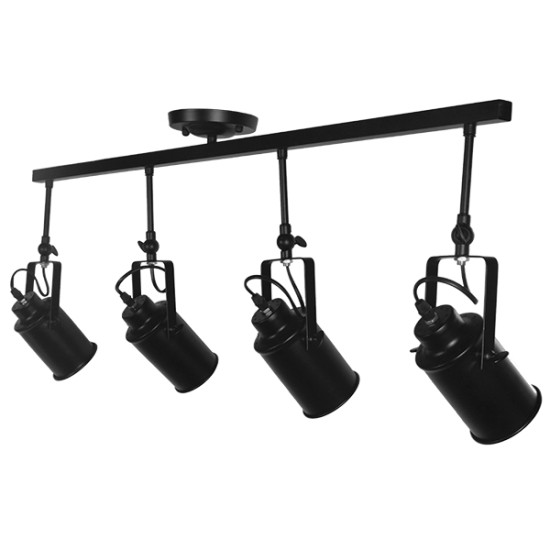 GLOBOSTAR® HOLLYWOOD 01156 Vintage Φωτιστικό Οροφής με Ντουί 4 x E27 AC 220-240V IP20 - Μαύρο - Μ110 x Π13 x Υ38cm