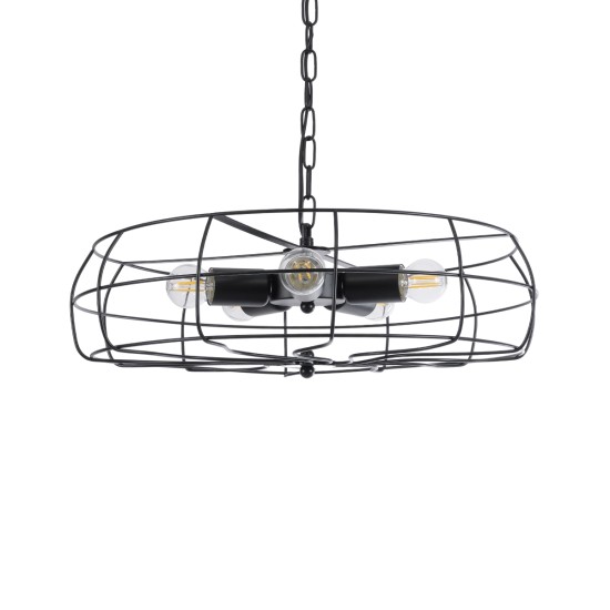 GLOBOSTAR® HELIX 01164 Vintage Κρεμαστό Φωτιστικό Οροφής με Ντουί 5 x E27 AC 220-240V IP20 - Μαύρο - Μ46 x Π46 x Υ13cm