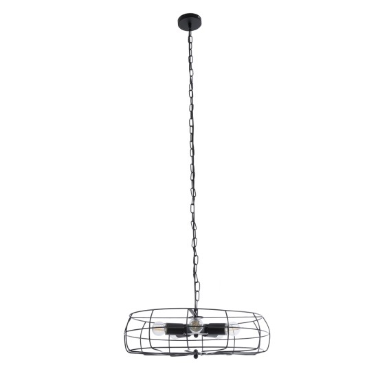 GLOBOSTAR® HELIX 01164 Vintage Κρεμαστό Φωτιστικό Οροφής με Ντουί 5 x E27 AC 220-240V IP20 - Μαύρο - Μ46 x Π46 x Υ13cm