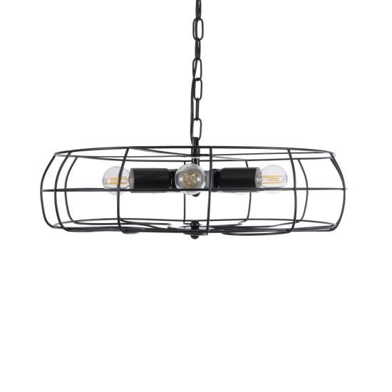 GLOBOSTAR® HELIX 01164 Vintage Κρεμαστό Φωτιστικό Οροφής με Ντουί 5 x E27 AC 220-240V IP20 - Μαύρο - Μ46 x Π46 x Υ13cm