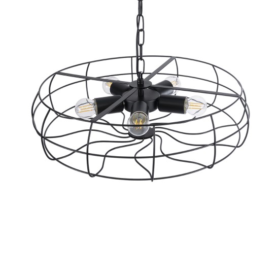 GLOBOSTAR® HELIX 01164 Vintage Κρεμαστό Φωτιστικό Οροφής με Ντουί 5 x E27 AC 220-240V IP20 - Μαύρο - Μ46 x Π46 x Υ13cm
