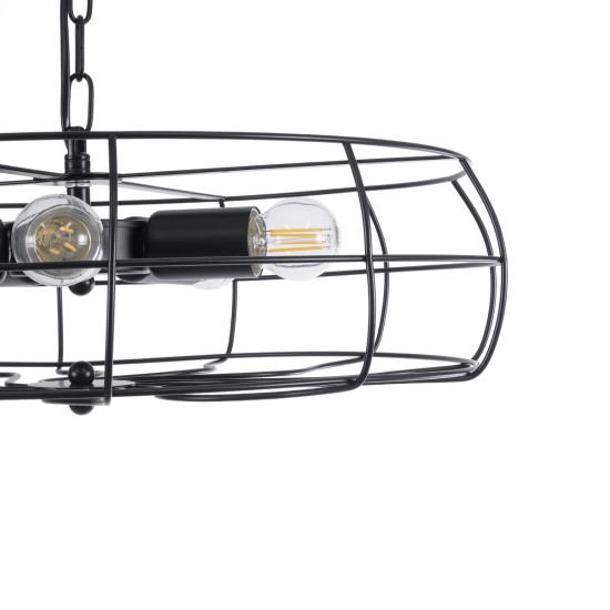 GLOBOSTAR® HELIX 01164 Vintage Κρεμαστό Φωτιστικό Οροφής με Ντουί 5 x E27 AC 220-240V IP20 - Μαύρο - Μ46 x Π46 x Υ13cm
