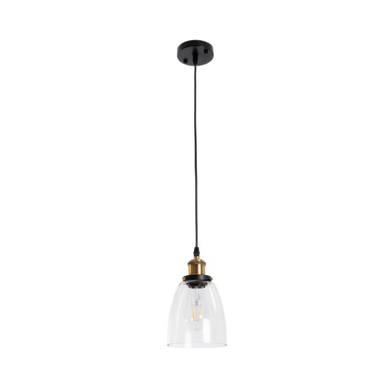 GLOBOSTAR® WICKHAM 01168 Vintage Κρεμαστό Φωτιστικό Οροφής με Ντουί 1 x E27 AC 220-240V IP20 - Χρυσό & Διάφανο - Μ14 x Π14 x Y23cm