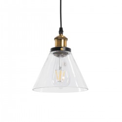 GLOBOSTAR® BINGLEY 01169 Vintage Κρεμαστό Φωτιστικό Οροφής με Ντουί 1 x E27 AC 220-240V IP20 - Διάφανο & Χρυσό - Μ18 x Π18 x Υ20cm