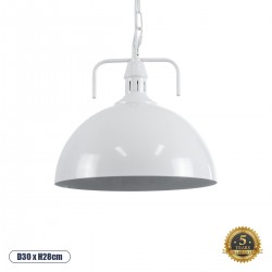 GLOBOSTAR® LARKIN 01174 Vintage Κρεμαστό Φωτιστικό Οροφής με Ντουί 1 x E27 AC 220-240V IP20 - Λευκό - Μ30 x Π30 x Y28cm