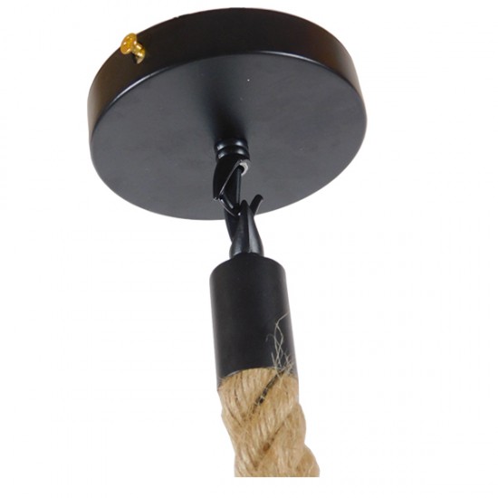 GLOBOSTAR® HELLET 01182 Vintage Κρεμαστό Φωτιστικό Οροφής με Ντουί 1 x E27 AC 220-240V IP20 - Μαύρο & Μπεζ - Μ16 x Π16 x Υ25cm