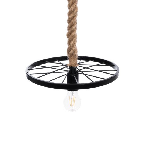 GLOBOSTAR® VELO 01185 Vintage Κρεμαστό Φωτιστικό Οροφής με Ντουί 1 x E27 AC 220-240V IP20 - Μαύρο & Μπεζ - Μ30 x Π30 x Υ12cm