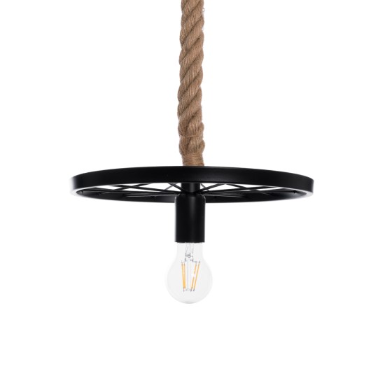 GLOBOSTAR® VELO 01185 Vintage Κρεμαστό Φωτιστικό Οροφής με Ντουί 1 x E27 AC 220-240V IP20 - Μαύρο & Μπεζ - Μ30 x Π30 x Υ12cm