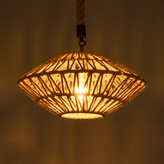 GLOBOSTAR® DOGMA 01187 Boho Κρεμαστό Φωτιστικό Οροφής με Ντουί 1 x E27 AC 220-240V IP20 - Μπεζ - Μ40 x Π40 x Υ20cm