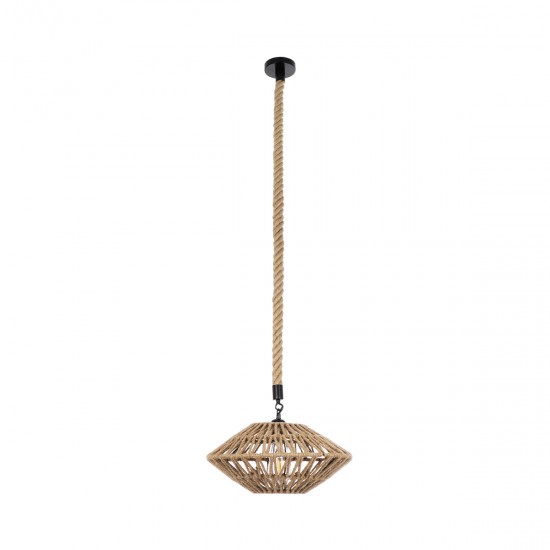 GLOBOSTAR® DOGMA 01187 Boho Κρεμαστό Φωτιστικό Οροφής με Ντουί 1 x E27 AC 220-240V IP20 - Μπεζ - Μ40 x Π40 x Υ20cm