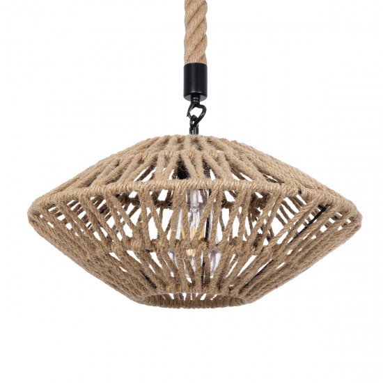 GLOBOSTAR® DOGMA 01187 Boho Κρεμαστό Φωτιστικό Οροφής με Ντουί 1 x E27 AC 220-240V IP20 - Μπεζ - Μ40 x Π40 x Υ20cm