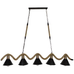 GLOBOSTAR® TYMEN 01190 Vintage Κρεμαστό Φωτιστικό Οροφής με Ντουί 5 x E27 AC 220-240V IP20 - Μαύρο & Μπεζ - Μ150 x Π22 x Υ23cm