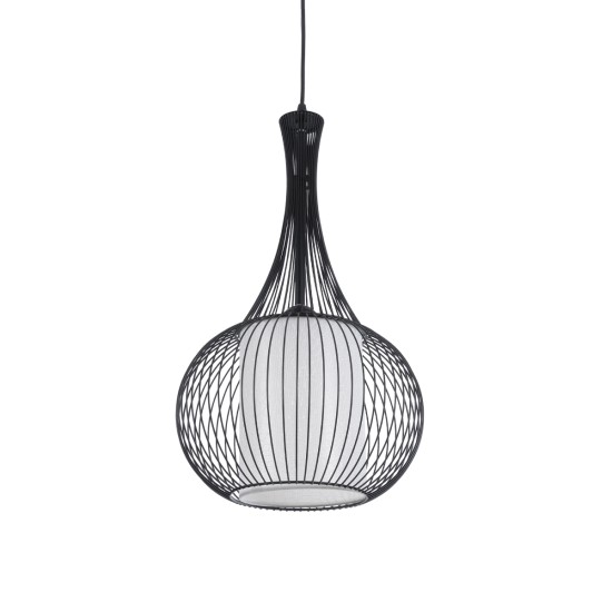 GLOBOSTAR® LILY 01198 Μοντέρνο Κρεμαστό Φωτιστικό Οροφής με Ντουί 1 x E27 AC 220-240V IP20 - Μαύρο & Λευκό - Μ30 x Π30 x Υ50cm