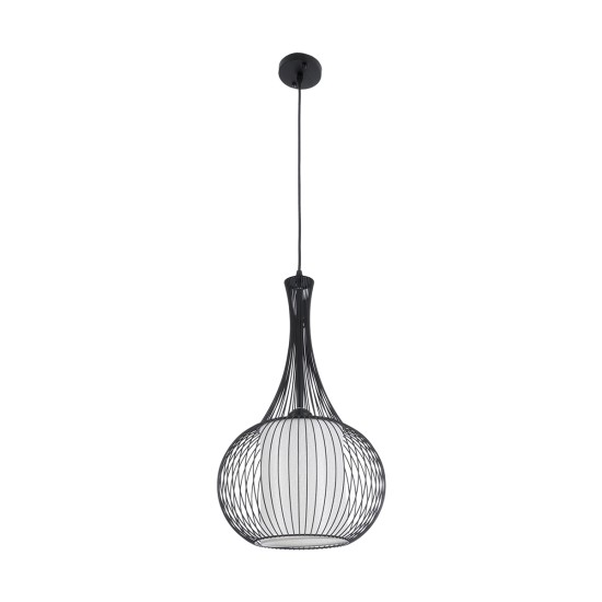 GLOBOSTAR® LILY 01198 Μοντέρνο Κρεμαστό Φωτιστικό Οροφής με Ντουί 1 x E27 AC 220-240V IP20 - Μαύρο & Λευκό - Μ30 x Π30 x Υ50cm
