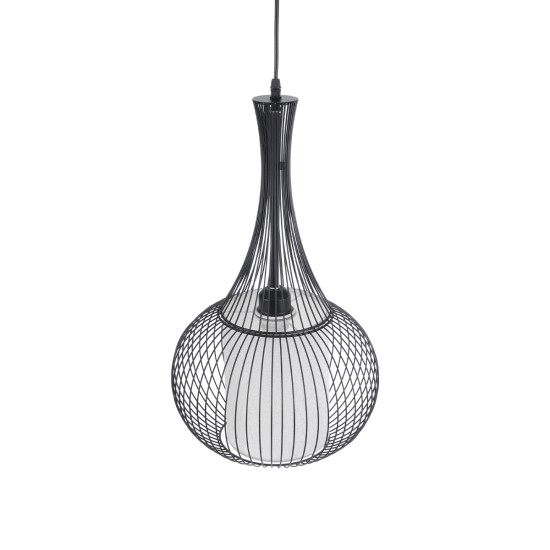 GLOBOSTAR® LILY 01198 Μοντέρνο Κρεμαστό Φωτιστικό Οροφής με Ντουί 1 x E27 AC 220-240V IP20 - Μαύρο & Λευκό - Μ30 x Π30 x Υ50cm