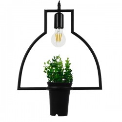 GLOBOSTAR® FLOWERPOT 10001209 Μοντέρνο Κρεμαστό Φωτιστικό Οροφής με Ντουί 1 x E27 AC 220-240V IP20 - Μαύρο & Πράσινο - Μ34 x Π34 x Y34cm