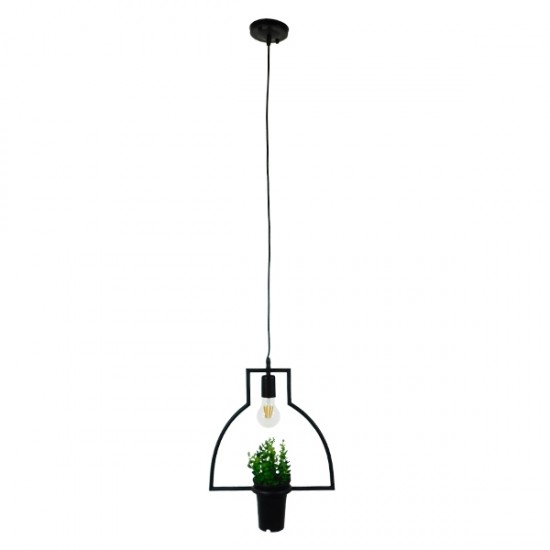 GLOBOSTAR® FLOWERPOT 10001209 Μοντέρνο Κρεμαστό Φωτιστικό Οροφής με Ντουί 1 x E27 AC 220-240V IP20 - Μαύρο & Πράσινο - Μ34 x Π34 x Y34cm GLOBOSTAR® FLOWERPOT 10001209 Μοντέρνο Κρεμαστό Φωτιστικό Οροφής με Ντουί 1 x E27 AC 220-240V IP20 - Μαύρο & Πράσινο - Μ34 x Π34 x Y34cm