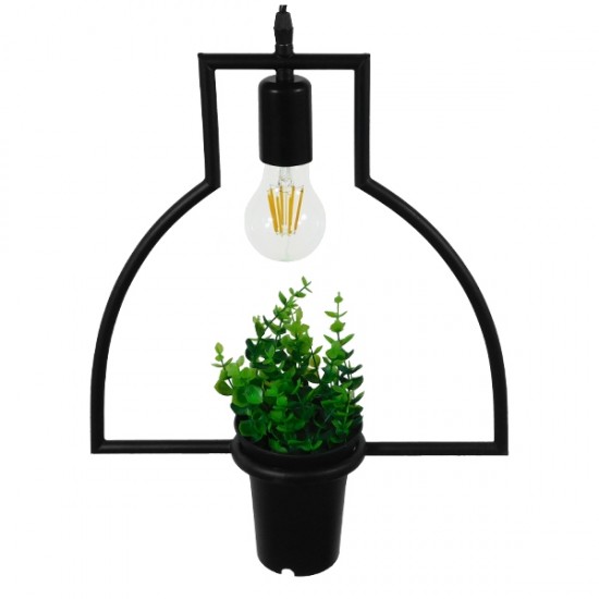 GLOBOSTAR® FLOWERPOT 10001209 Μοντέρνο Κρεμαστό Φωτιστικό Οροφής με Ντουί 1 x E27 AC 220-240V IP20 - Μαύρο & Πράσινο - Μ34 x Π34 x Y34cm GLOBOSTAR® FLOWERPOT 10001209 Μοντέρνο Κρεμαστό Φωτιστικό Οροφής με Ντουί 1 x E27 AC 220-240V IP20 - Μαύρο & Πράσινο - Μ34 x Π34 x Y34cm