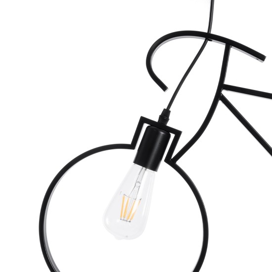 GLOBOSTAR® BIKE 01213 Vintage Κρεμαστό Φωτιστικό Οροφής με Ντουί 2 x E27 AC 220-240V IP20 - Μαύρο - Μ67 x Π3.5 x Υ41cm