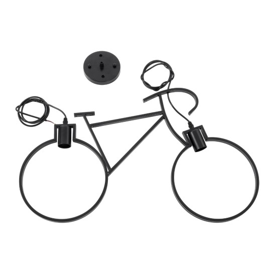GLOBOSTAR® BIKE 01213 Vintage Κρεμαστό Φωτιστικό Οροφής με Ντουί 2 x E27 AC 220-240V IP20 - Μαύρο - Μ67 x Π3.5 x Υ41cm
