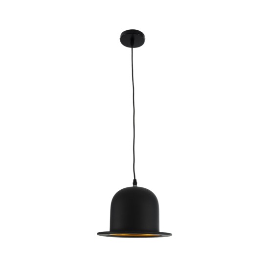 GLOBOSTAR® CHARLO 01214 Vintage Κρεμαστό Φωτιστικό Οροφής με Ντουί 1 x E27 AC 220-240V IP20 - Μαύρο & Χρυσό - Μ26 x Π26 x Υ16cm