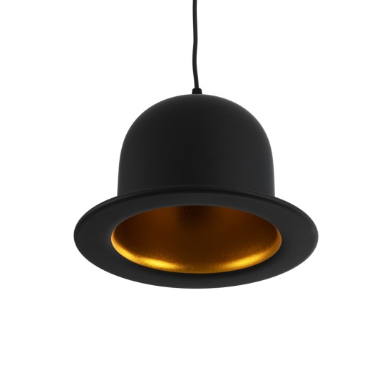 GLOBOSTAR® CHARLO 01214 Vintage Κρεμαστό Φωτιστικό Οροφής με Ντουί 1 x E27 AC 220-240V IP20 - Μαύρο & Χρυσό - Μ26 x Π26 x Υ16cm