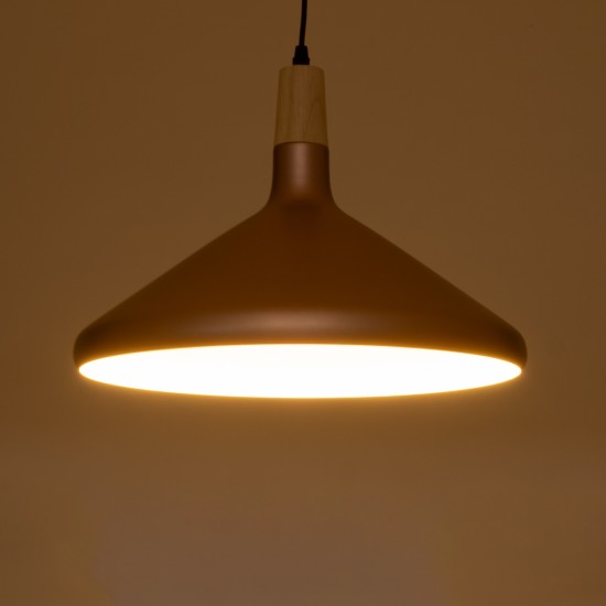 GLOBOSTAR® FELICITA 01223 Μοντέρνο Κρεμαστό Φωτιστικό Οροφής με Ντουί 1 x E27 AC 220-240V IP20 - Χάλκινο & Λευκό - Μ40 x Π40 x Υ30cm