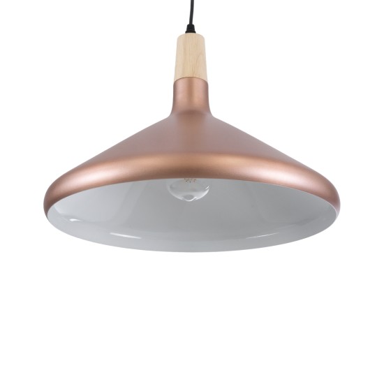 GLOBOSTAR® FELICITA 01223 Μοντέρνο Κρεμαστό Φωτιστικό Οροφής με Ντουί 1 x E27 AC 220-240V IP20 - Χάλκινο & Λευκό - Μ40 x Π40 x Υ30cm