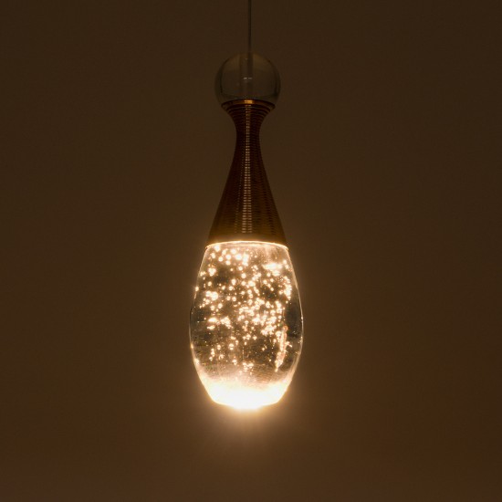 GLOBOSTAR® JADORE 01232 Μοντέρνο Κρεμαστό Φωτιστικό Οροφής LED 5W 400lm 120° AC 220-240V IP20 Θερμό Λευκό 2700K - Lumileds SMD Chip - Χρυσό & Διάφανο - Μ8 x Π8 x Υ26cm - 2 Χρόνια Εγγύηση
