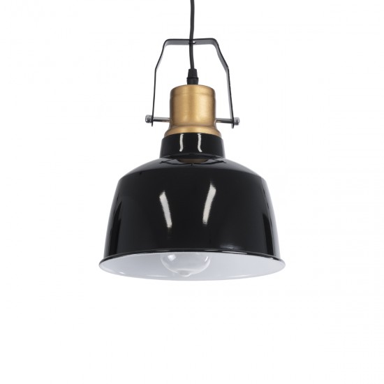 GLOBOSTAR® DEVOTA 01235 Vintage Κρεμαστό Φωτιστικό Οροφής με Ντουί 1 x E27 AC 220-240V IP20 - Μαύρο & Χρυσό - Μ22 x Π22 x Υ30cm