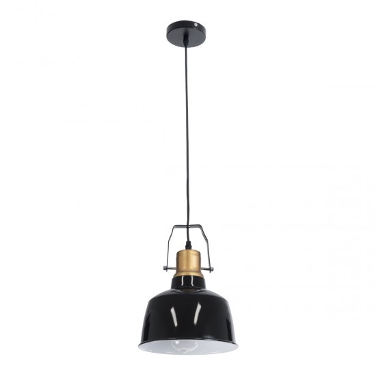 GLOBOSTAR® DEVOTA 01235 Vintage Κρεμαστό Φωτιστικό Οροφής με Ντουί 1 x E27 AC 220-240V IP20 - Μαύρο & Χρυσό - Μ22 x Π22 x Υ30cm