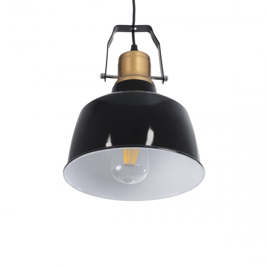 GLOBOSTAR® DEVOTA 01235 Vintage Κρεμαστό Φωτιστικό Οροφής με Ντουί 1 x E27 AC 220-240V IP20 - Μαύρο & Χρυσό - Μ22 x Π22 x Υ30cm