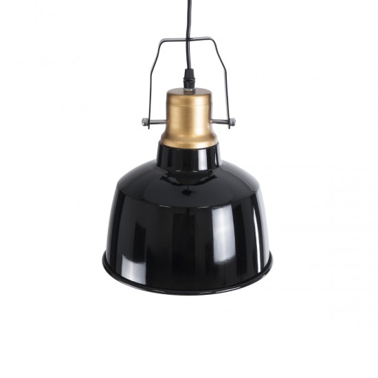 GLOBOSTAR® DEVOTA 01235 Vintage Κρεμαστό Φωτιστικό Οροφής με Ντουί 1 x E27 AC 220-240V IP20 - Μαύρο & Χρυσό - Μ22 x Π22 x Υ30cm