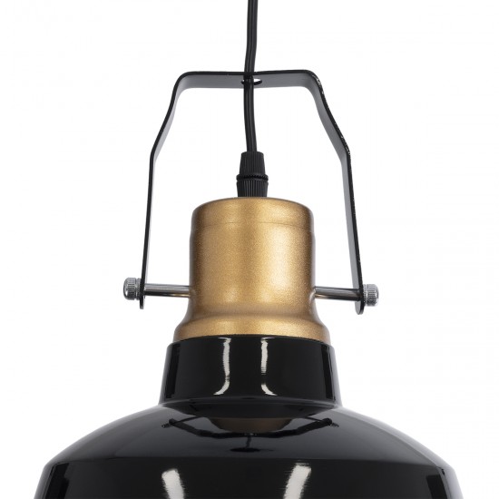 GLOBOSTAR® DEVOTA 01235 Vintage Κρεμαστό Φωτιστικό Οροφής με Ντουί 1 x E27 AC 220-240V IP20 - Μαύρο & Χρυσό - Μ22 x Π22 x Υ30cm