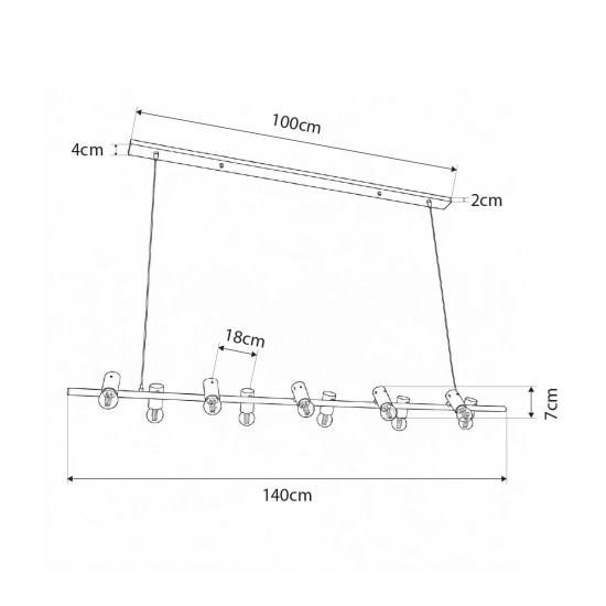 GLOBOSTAR® ALFREDA 01242 Μοντέρνο Κρεμαστό Φωτιστικό Οροφής με Ντουί 10 x E27 AC 220-240V IP20 - Μαύρο - Μ140 x Π18 x Υ7cm GLOBOSTAR® ALFREDA 01242 Μοντέρνο Κρεμαστό Φωτιστικό Οροφής με Ντουί 10 x E27 AC 220-240V IP20 - Μαύρο - Μ140 x Π18 x Υ7cm