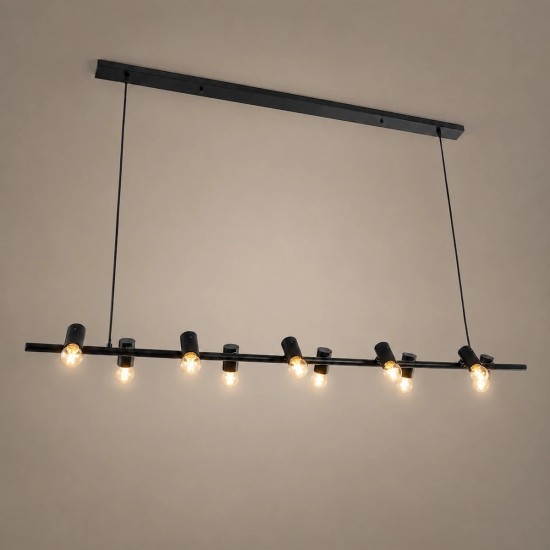 GLOBOSTAR® ALFREDA 01242 Μοντέρνο Κρεμαστό Φωτιστικό Οροφής με Ντουί 10 x E27 AC 220-240V IP20 - Μαύρο - Μ140 x Π18 x Υ7cm GLOBOSTAR® ALFREDA 01242 Μοντέρνο Κρεμαστό Φωτιστικό Οροφής με Ντουί 10 x E27 AC 220-240V IP20 - Μαύρο - Μ140 x Π18 x Υ7cm