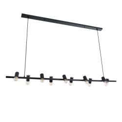 GLOBOSTAR® ALFREDA 01242 Μοντέρνο Κρεμαστό Φωτιστικό Οροφής με Ντουί 10 x E27 AC 220-240V IP20 - Μαύρο - Μ140 x Π18 x Υ7cm