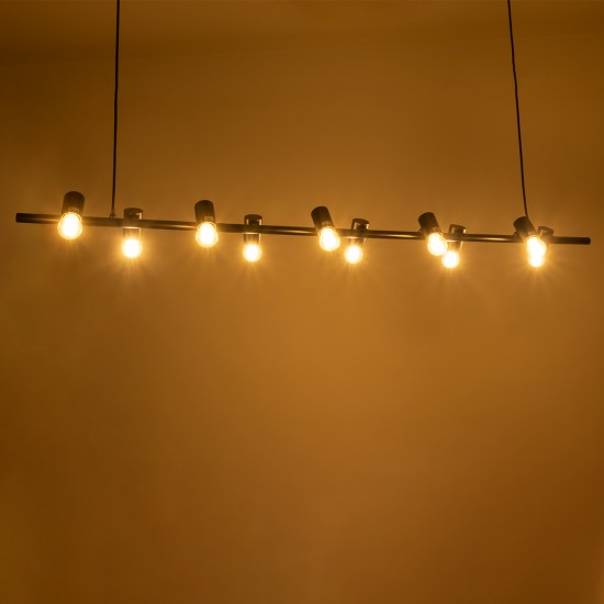 GLOBOSTAR® ALFREDA 01242 Μοντέρνο Κρεμαστό Φωτιστικό Οροφής με Ντουί 10 x E27 AC 220-240V IP20 - Μαύρο - Μ140 x Π18 x Υ7cm GLOBOSTAR® ALFREDA 01242 Μοντέρνο Κρεμαστό Φωτιστικό Οροφής με Ντουί 10 x E27 AC 220-240V IP20 - Μαύρο - Μ140 x Π18 x Υ7cm