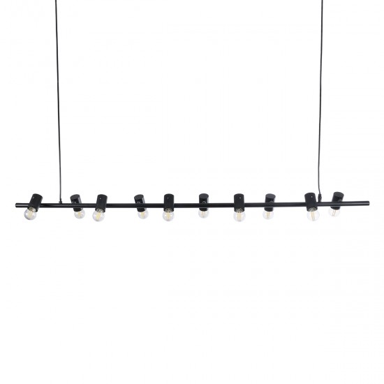 GLOBOSTAR® ALFREDA 01242 Μοντέρνο Κρεμαστό Φωτιστικό Οροφής με Ντουί 10 x E27 AC 220-240V IP20 - Μαύρο - Μ140 x Π18 x Υ7cm GLOBOSTAR® ALFREDA 01242 Μοντέρνο Κρεμαστό Φωτιστικό Οροφής με Ντουί 10 x E27 AC 220-240V IP20 - Μαύρο - Μ140 x Π18 x Υ7cm