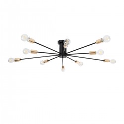 GLOBOSTAR® OLINDA 01244 Μοντέρνο Φωτιστικό Οροφής με Ντουί 10 x E27 AC 220-240V IP20 - Μαύρο & Χρυσό - Μ102 x Π102 x Υ17cm