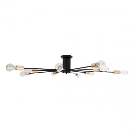 GLOBOSTAR® OLINDA 01244 Μοντέρνο Φωτιστικό Οροφής με Ντουί 10 x E27 AC 220-240V IP20 - Μαύρο & Χρυσό - Μ102 x Π102 x Υ17cm